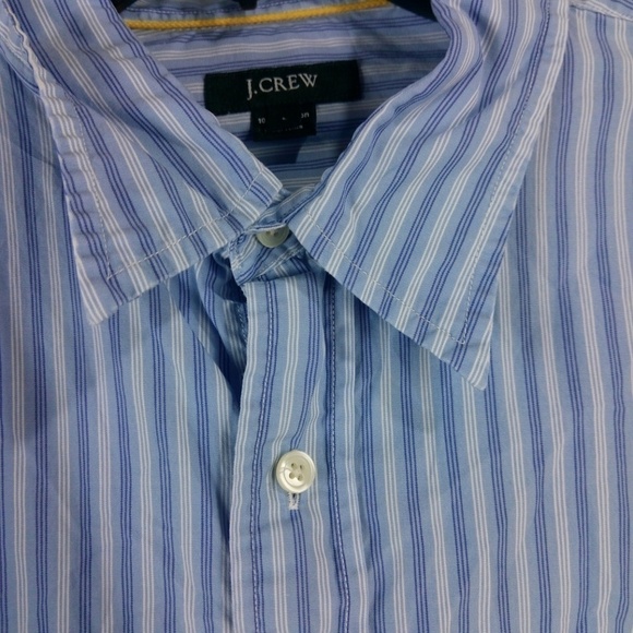 J Crew White Blue Striped Button Front Shirt L - Picture 5 of 6